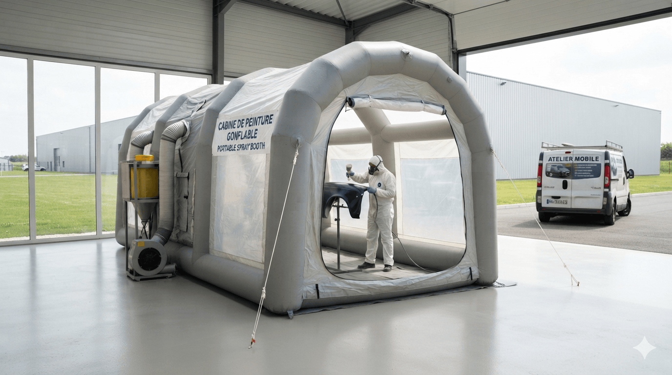 cabine de peinture gonflable à l'extérieur