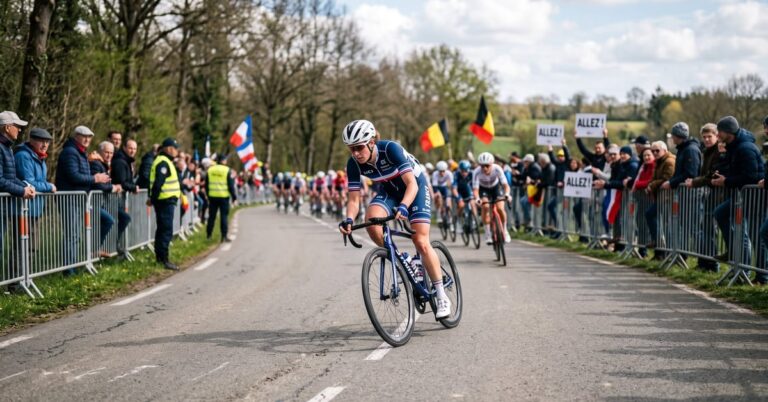 Peloton de cyclistes en plein effort lors du championnat du monde cyclisme sur route
