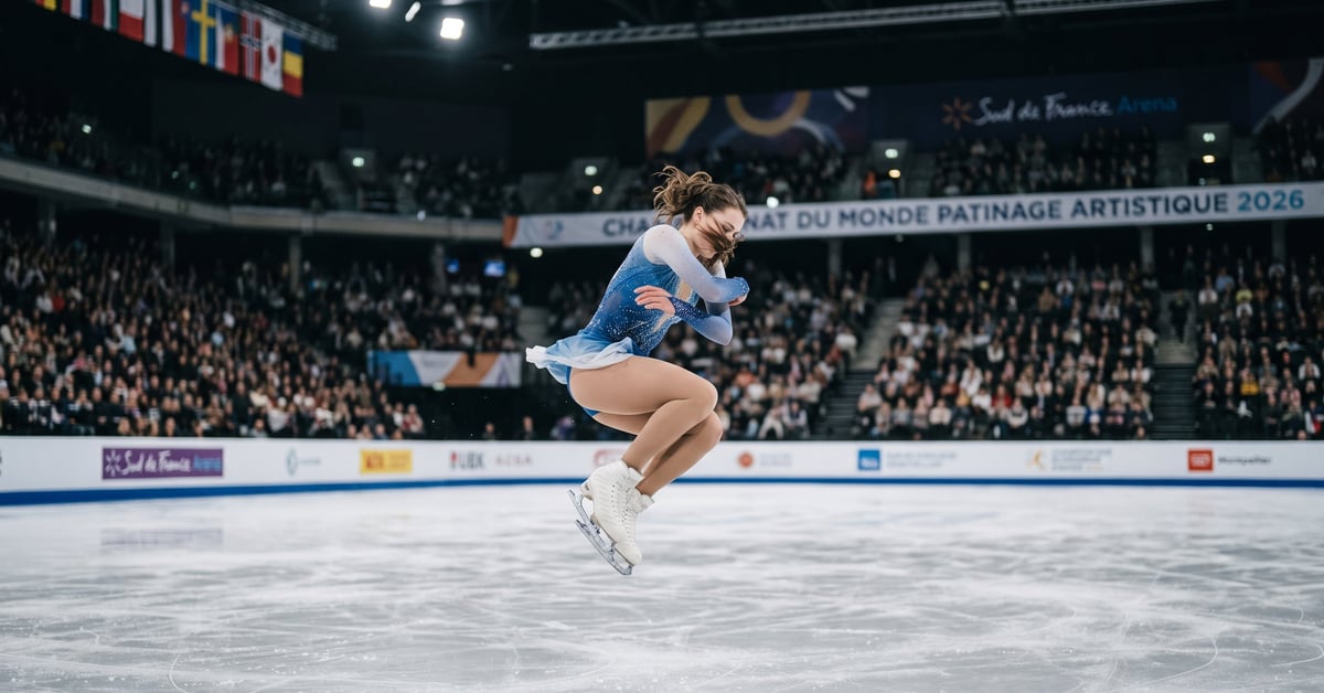 Patineuse artistique en pleine performance lors du championnat du monde de patinage artistique 2026