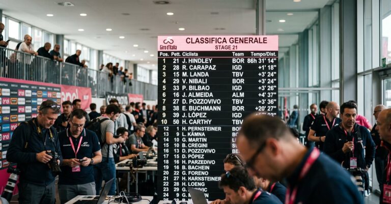 Giro d'Italia classement général complet - peloton en course sur route italienne