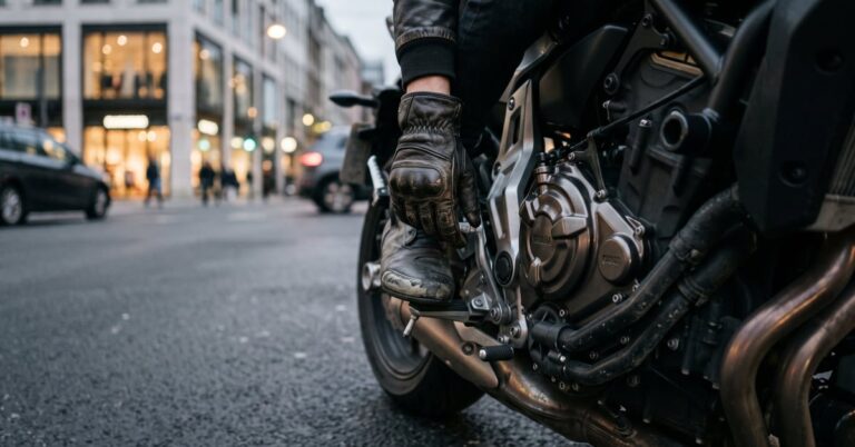 Shifter moto monté sur le levier de vitesse d'une moto moderne